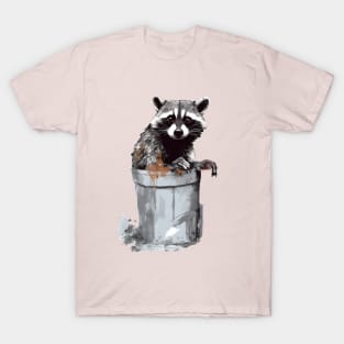 Cute Raccoon in a trash bin, trash panda T-Shirt